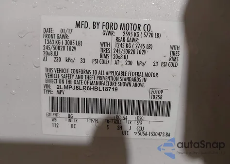 2017 Lincoln Mkx Reserve z USA, uszkodzony, nr VIN 2LMPJ8LR6HBL18719